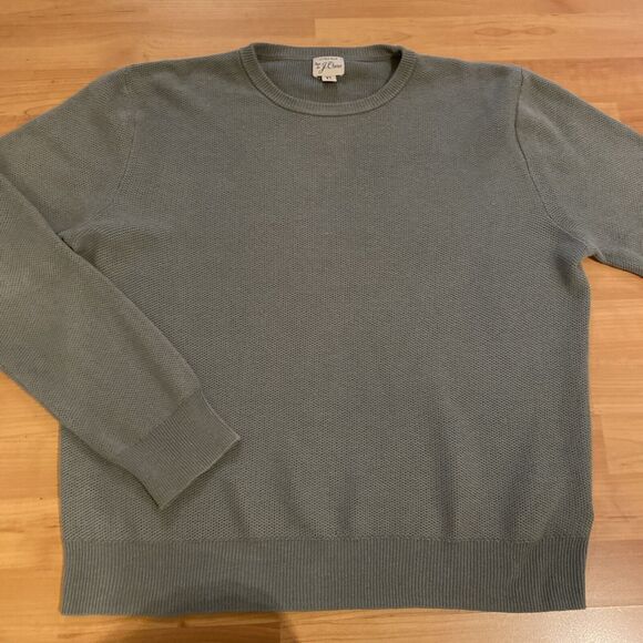 J Crew Light Green Cotton Silk Crewneck Knit Pique Pull Over Sweater Men's - XL - Picture 2 of 8